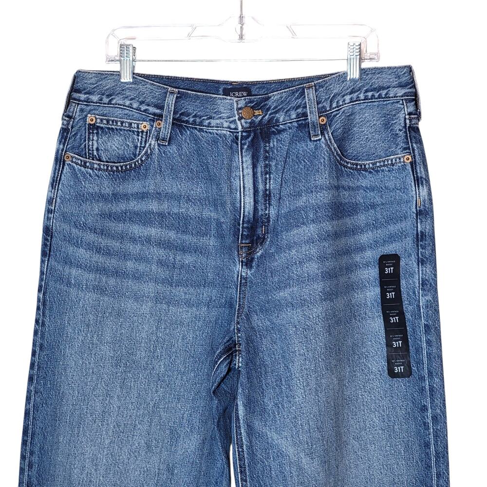 J. Crew NWT 90s Vintage Baggy High Rise Jeans Blue Denim Size 31T - Picture 3 of 12
